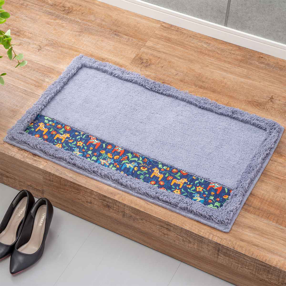 【HASHIZUME】日本製抗菌+防臭廚房地墊50cm×80cm 亮灰色(北歐風幸運馬/止滑設計/可洗衣機清洗), , large