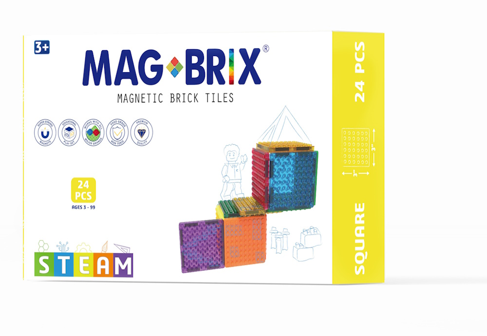 MAGBRIX® MAGNETIC BRICK TILE - SQUARE 24 PCS PACK