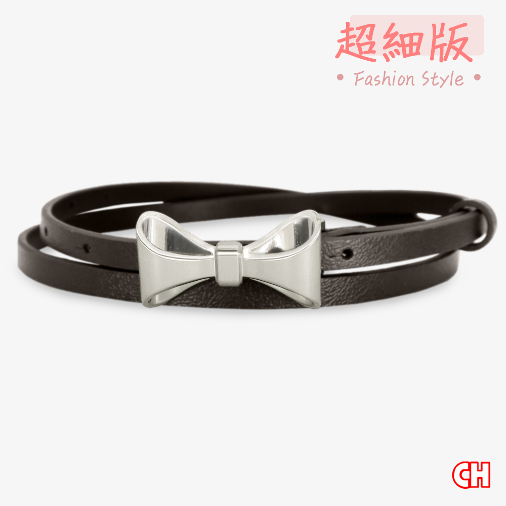 【CH-BELT 銓丞皮帶】立體蝴蝶結造型 超細版女生皮帶腰帶(咖), , large