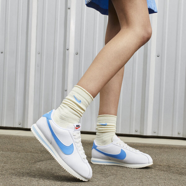 Kixpress-Nike W Cortez 女 休閒鞋 運動 經典 復古 阿甘鞋 皮革 穿搭 白 水藍 [DN1791-102], , large