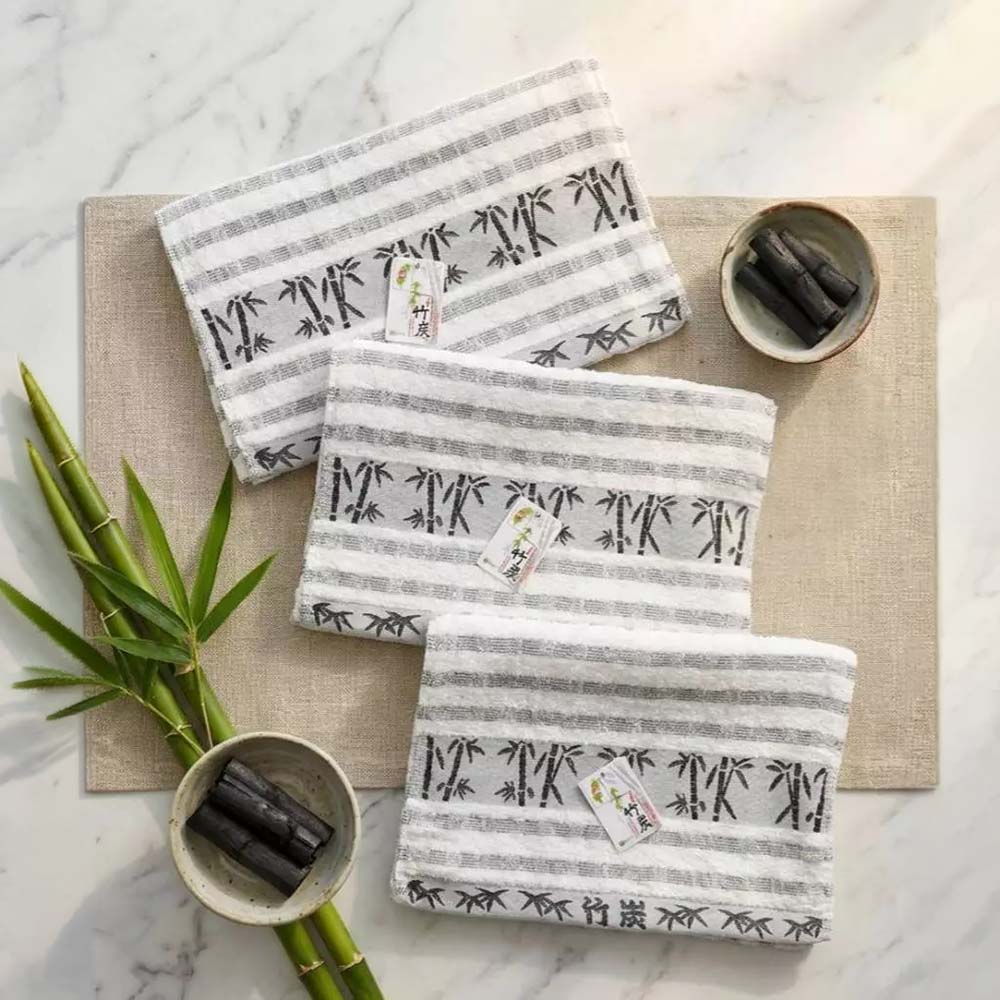 [Kaimei Cotton] MIT made in Taiwan 24 taels of top quality combed cotton antibacterial and deodorizing pure cotton bamboo charcoal towels, , large