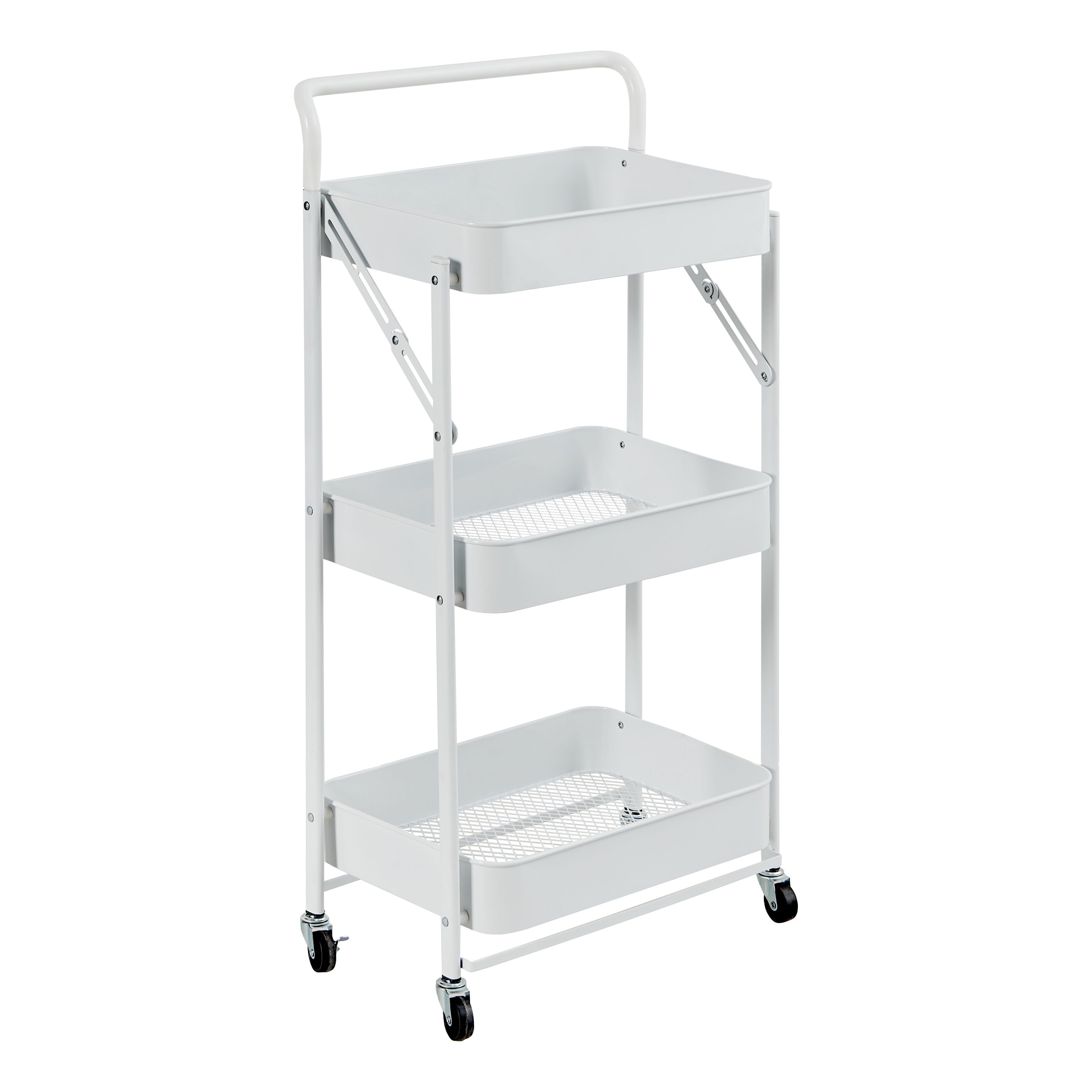 folding storage basket trolley, , large