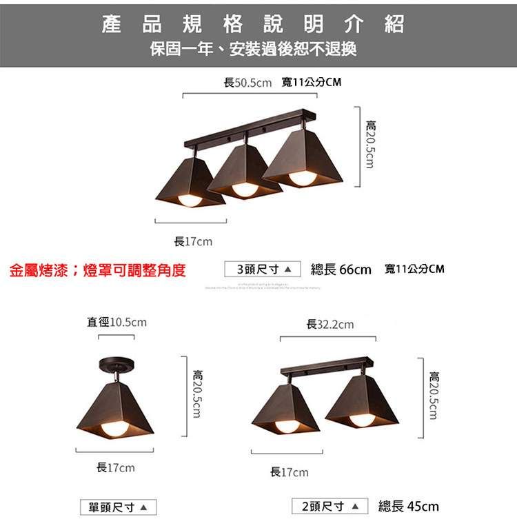 [Honey Comb]北歐風複刻版吸頂二燈可調整角度 黑色(KC1615), , large