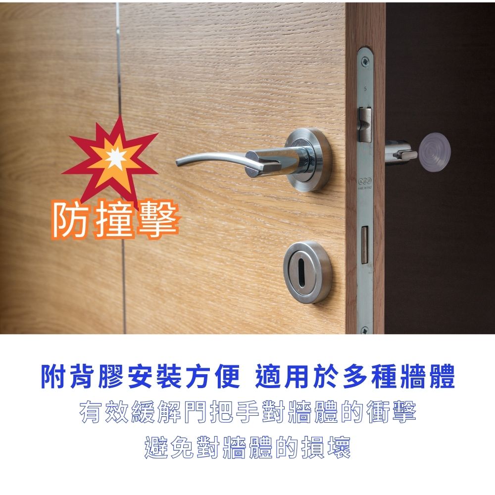GS MALL 台灣製造 一組2入 門把防撞墊 黏貼式門把套 透明防撞 門把防撞貼 門把緩衝貼 門把防撞門擋 家具防護, , large