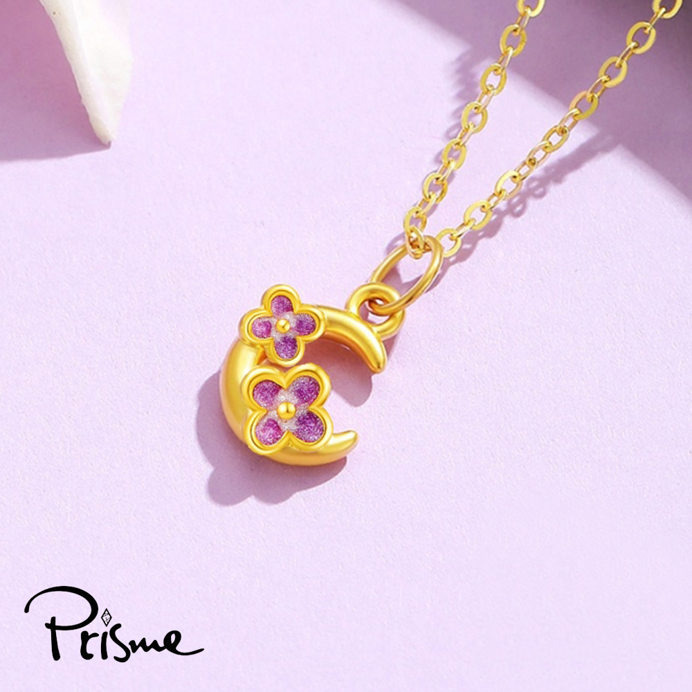【Prisme Gold】黃金項鍊 桂花月亮 鍊墜項鍊 (金重：約0.08錢&plusmn;0.03), , large