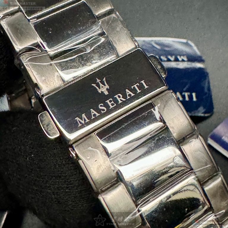 [星晴錶業]MASERATI手錶,44mm,R8873603001白色錶面銀錶殼銀色精鋼錶帶款, , large