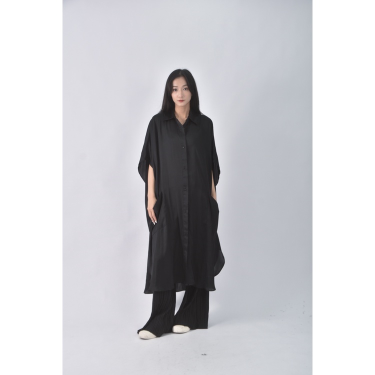 (M) zara質感透膚黑色洋裝二手衣, , large