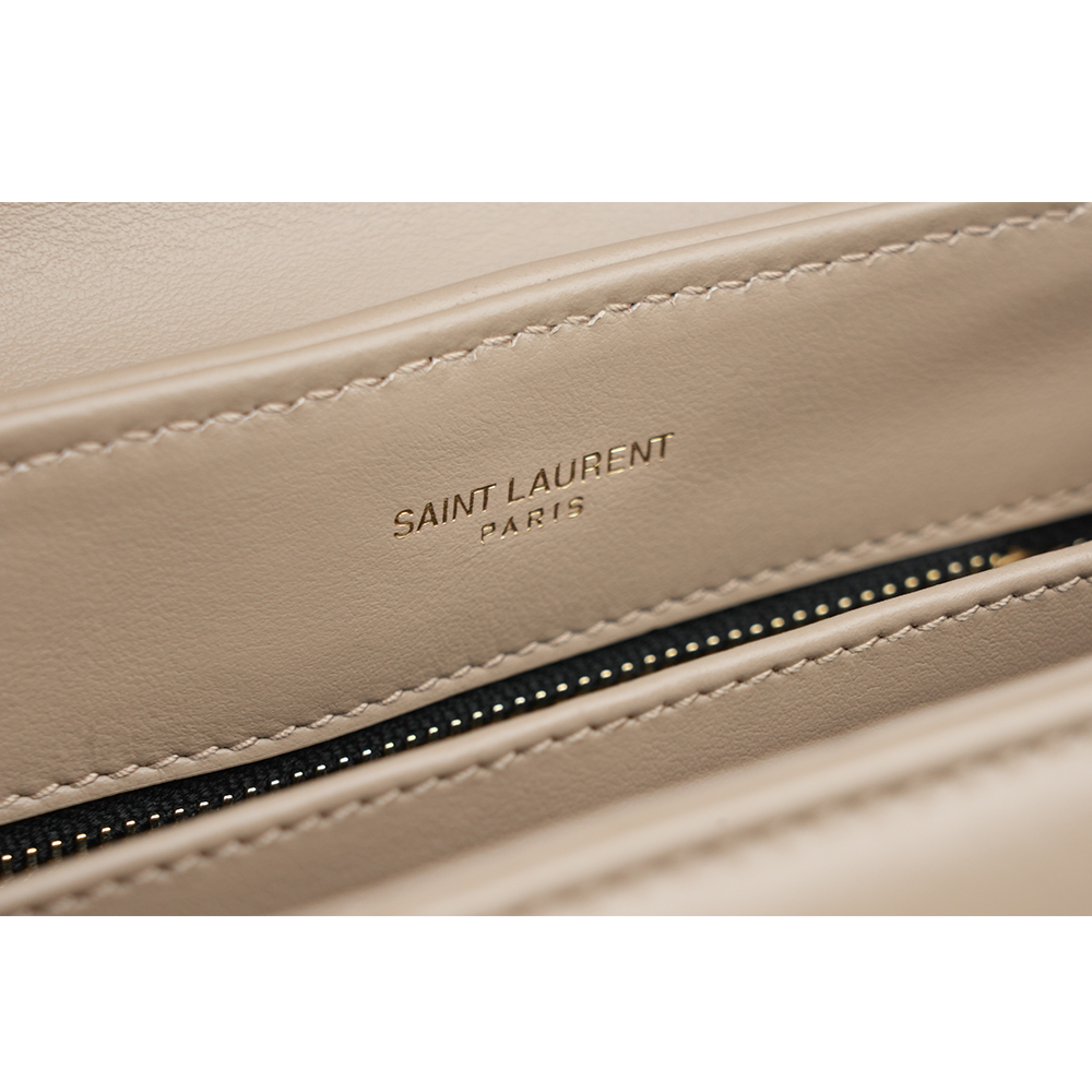 YSL Monogram Lou Lou V紋小牛皮斜背包(MINI)/深米色, , large