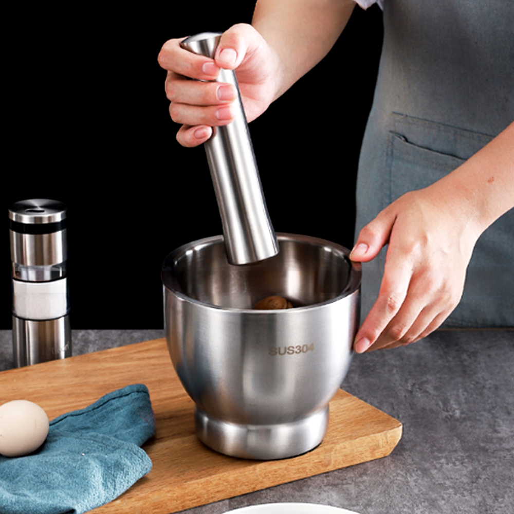 【上手家居】304不鏽鋼研磨器 大號 缽型大號(磨藥器/缽/研磨缽/搗蒜器/搗碎缽/搗碎缽/搗藥/研缽/搗藥器/杵臼/藥缽), , large