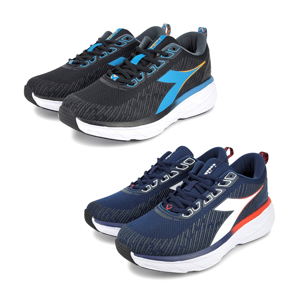 DIADORA迪亞多那 寬楦驅動跑鞋 男運動鞋 男鞋 慢跑鞋 高腳背 寬腳板 透氣 吸震 回彈 緩震 防滑 黑藍 藍白