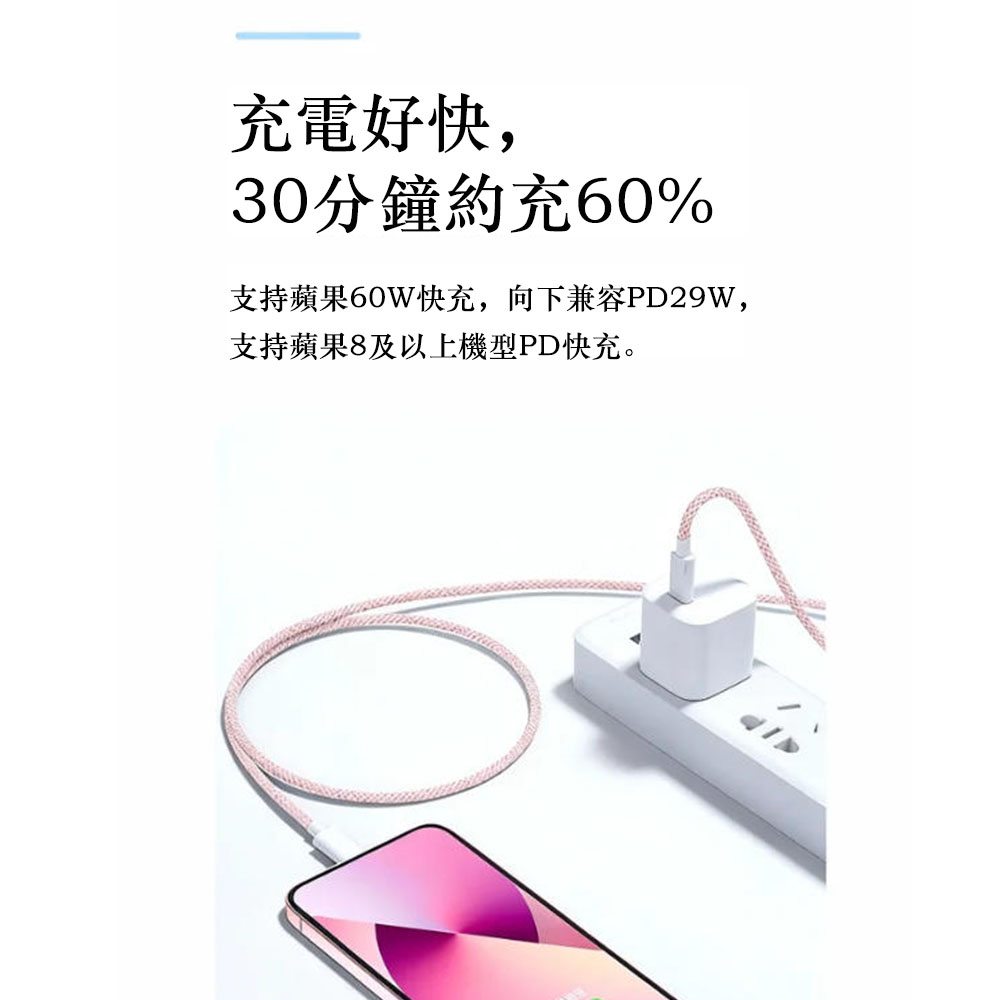 2-Pack Apple 60W Fast Charging Type-C to Lightning Turmeric Braided Cable 1M, , large