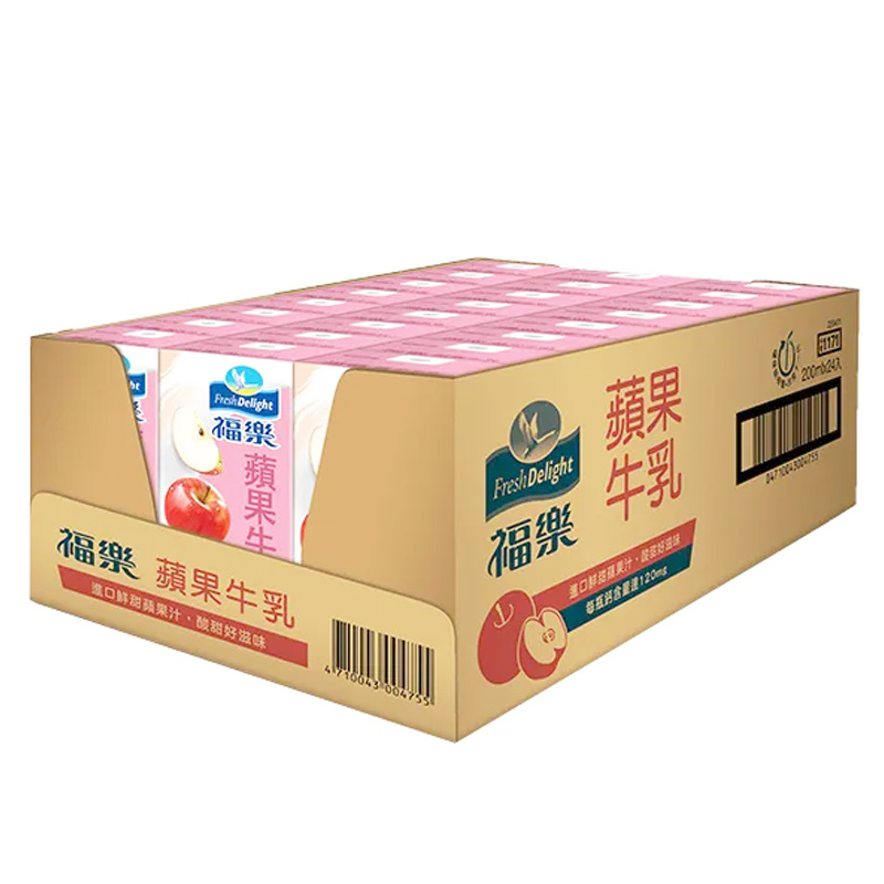 福樂蘋果牛乳(保久乳)200ml, , large