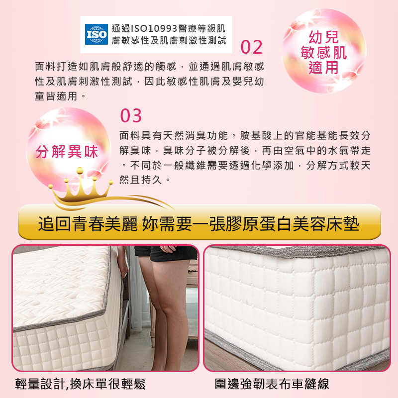 Meiyat collagen anti-allergic independent coil mattress 3.5 feet, , large