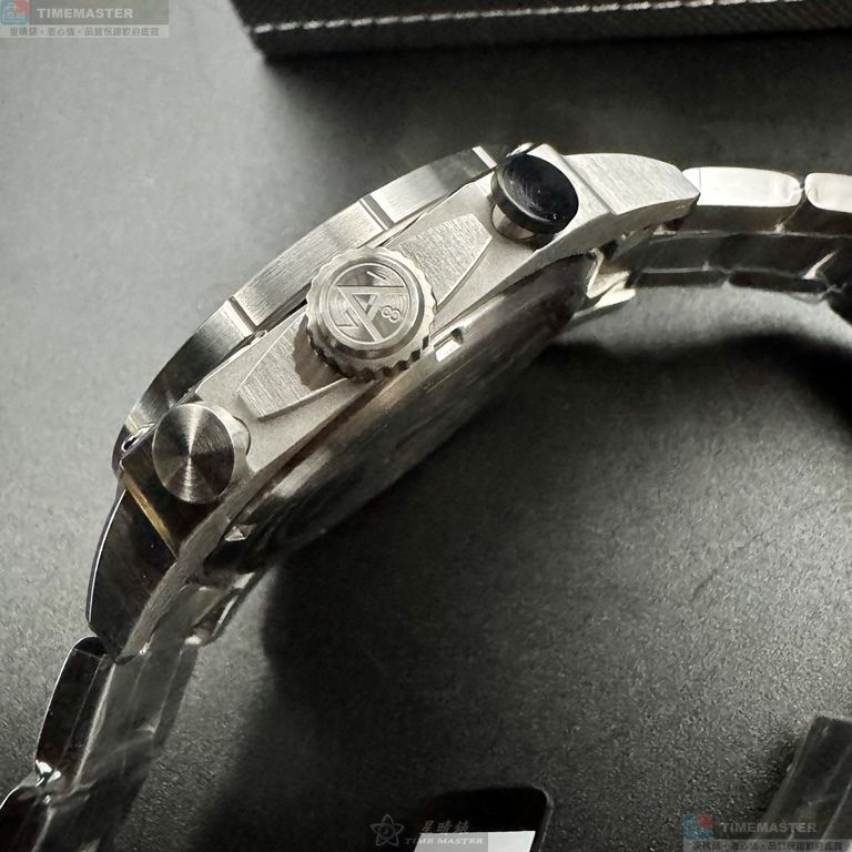 [星晴錶業]新品牌手錶,44mm,AV00003黑色錶面銀錶殼銀色精鋼錶帶款, , large