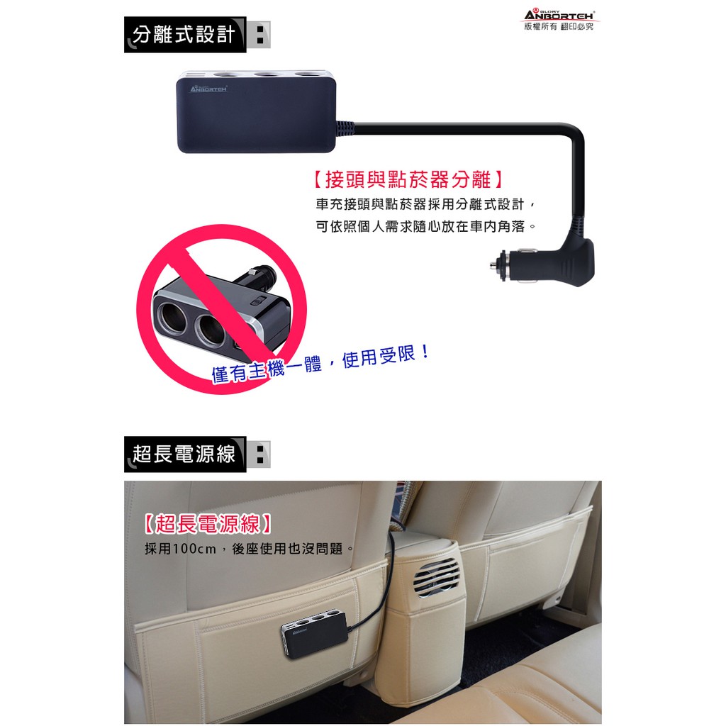 【安伯特】酷電大師 智能電壓監控6.8A 7孔車充3孔+4USB (國家認證 一年保固) R37531, , large