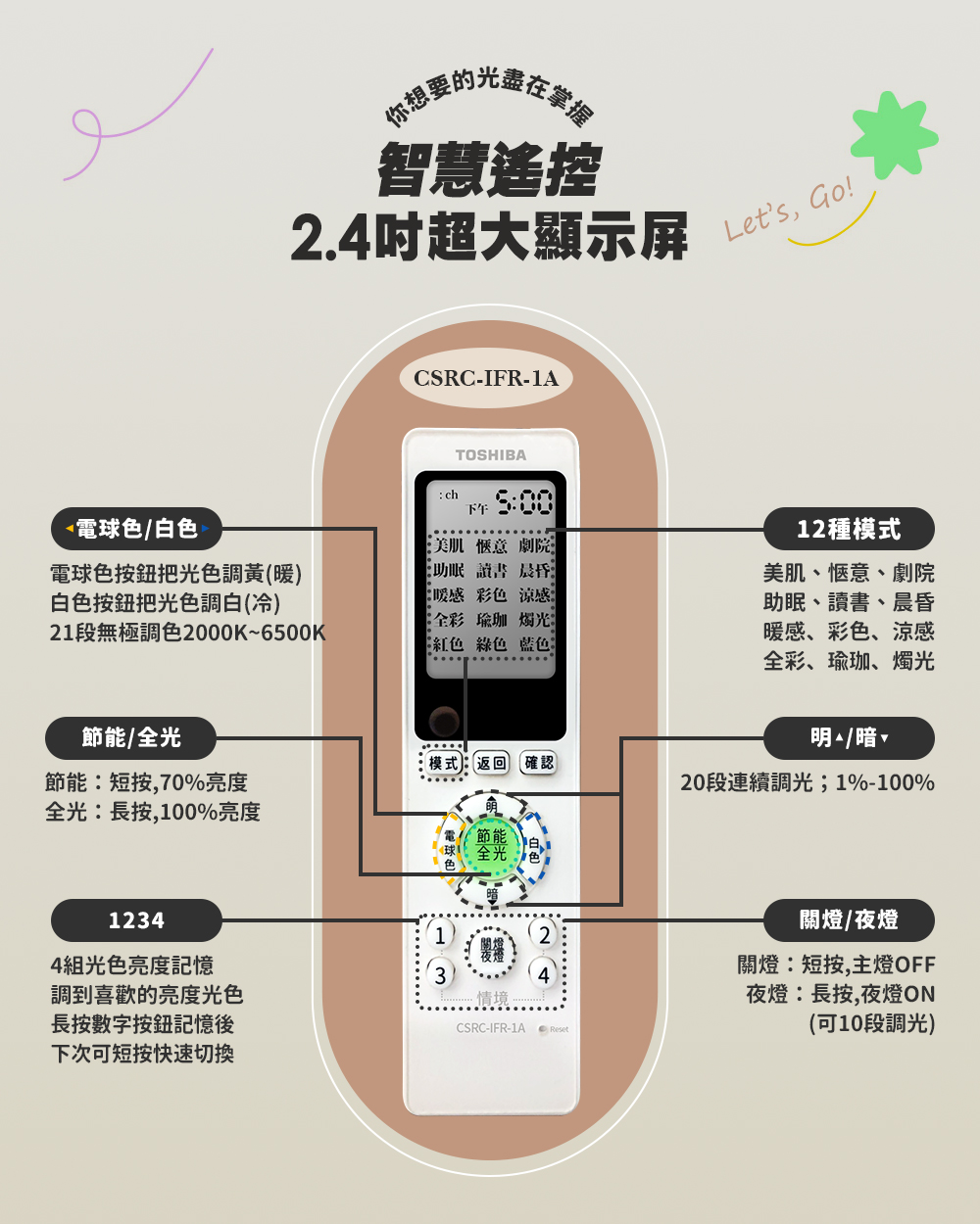 TOSHIBA東芝 星幕60W美肌LED吸頂燈 調光調色(LEDTWRGB16-09S), , large