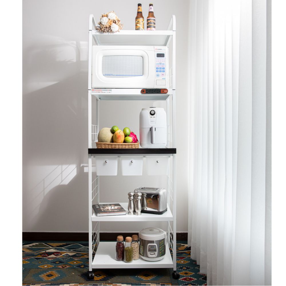 1pull-out panel, 3 drawers,5-tier shelf, , large