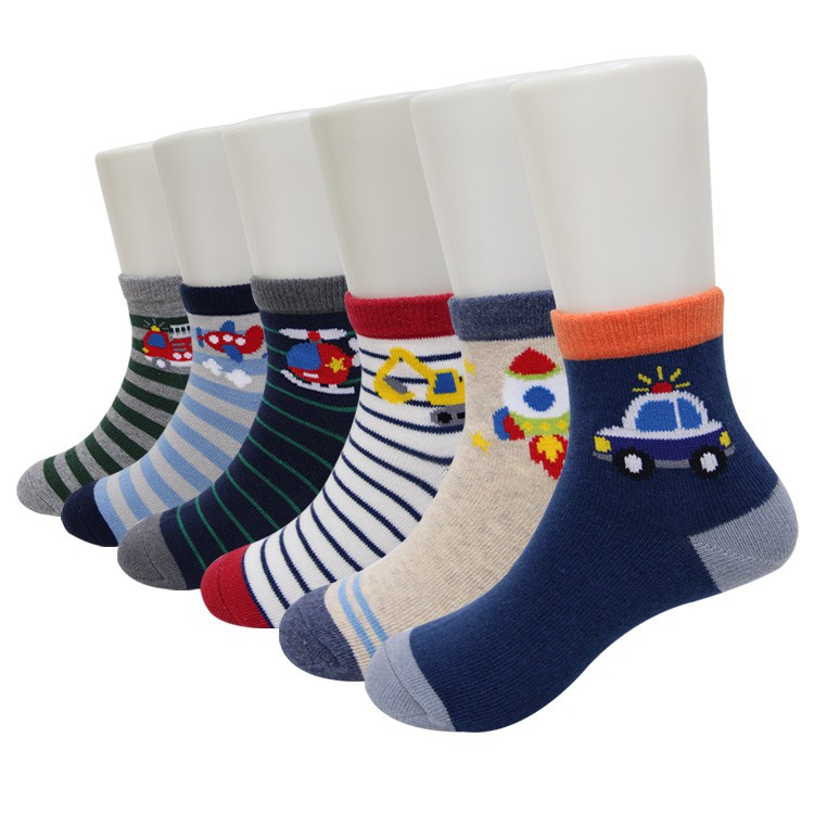 【D&G KIDS】挖土機1/2童襪<白,17-21cm>男童 短襪 交通工具 飛機 直升機 火箭 挖土機 消防車 警車, , large