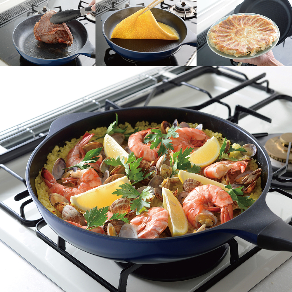 日本Arnest Bellfina鑽石不沾平底鍋28cm-海軍藍, , large