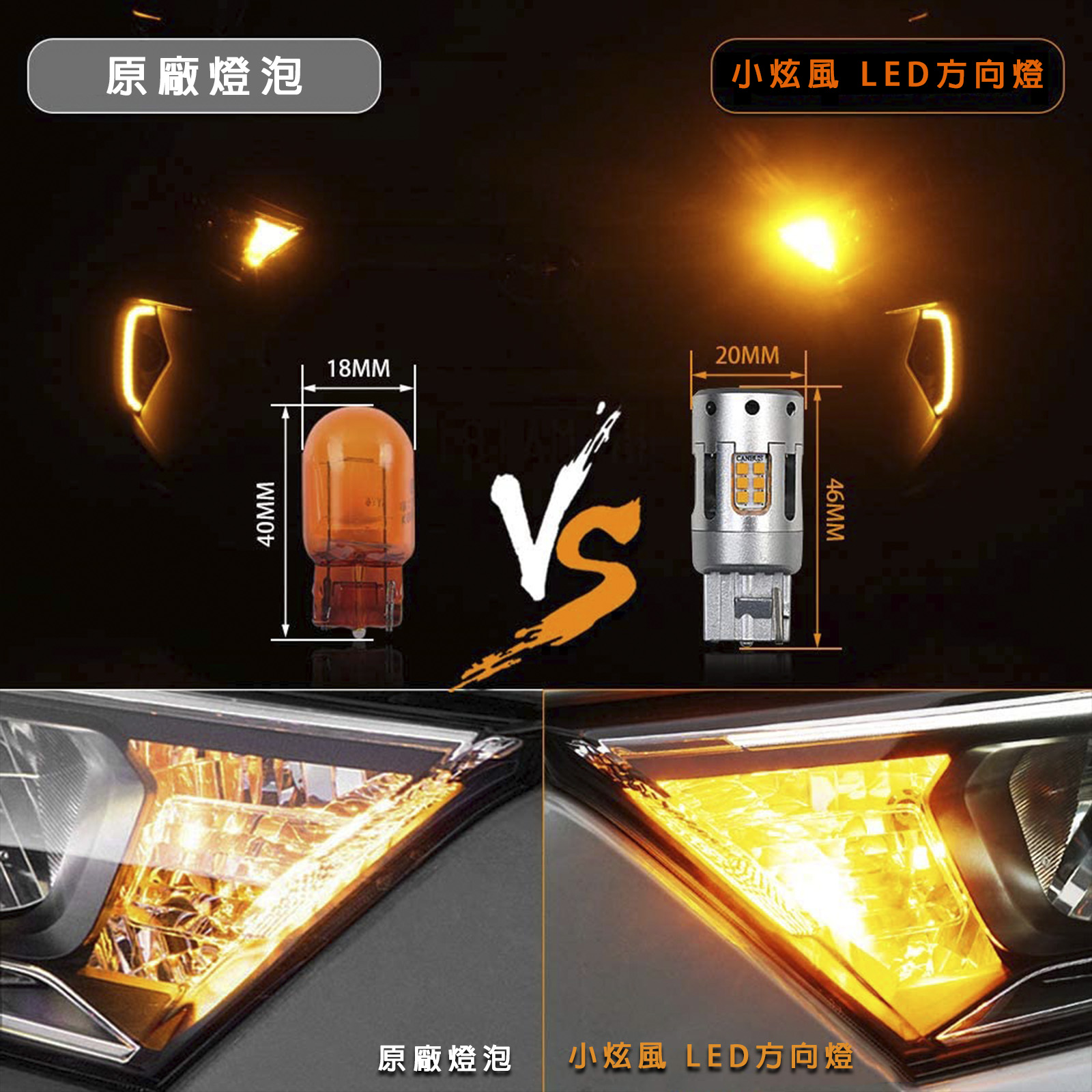 [PA LED] 爆亮款｜防快閃 LED 風扇方向燈 原廠橘 1156斜角 / BAU15S / PY21W, , large