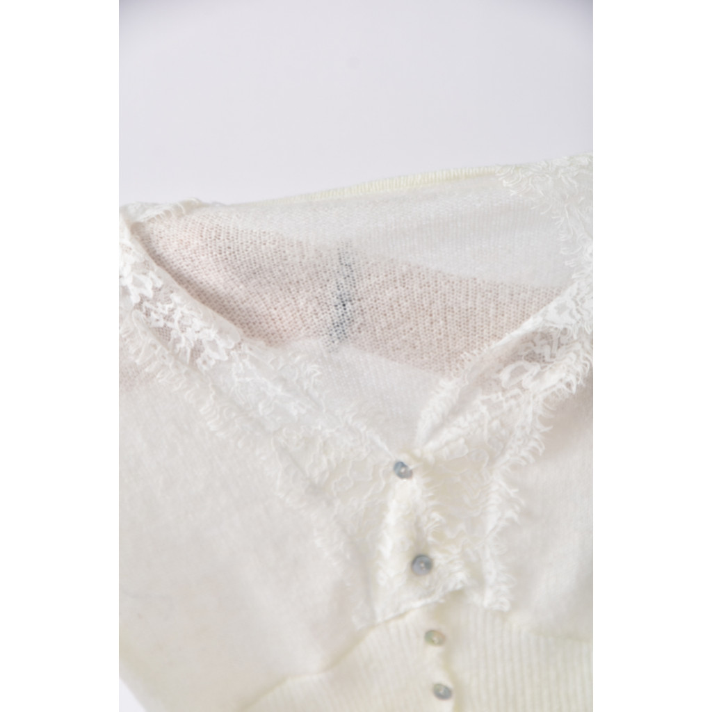 (S) hello蕾絲白色長袖上衣二手衣, , large