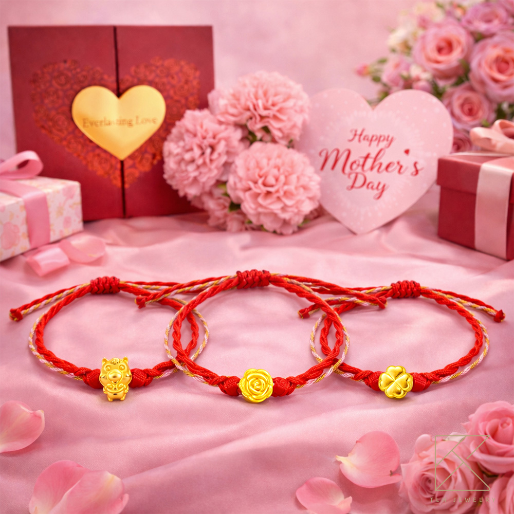 【TLH】母親節限定 黃金墜雙繩手鍊 純金999 擁抱之愛 約重0.02錢&plusmn;0.01 贈母親節禮盒包裝