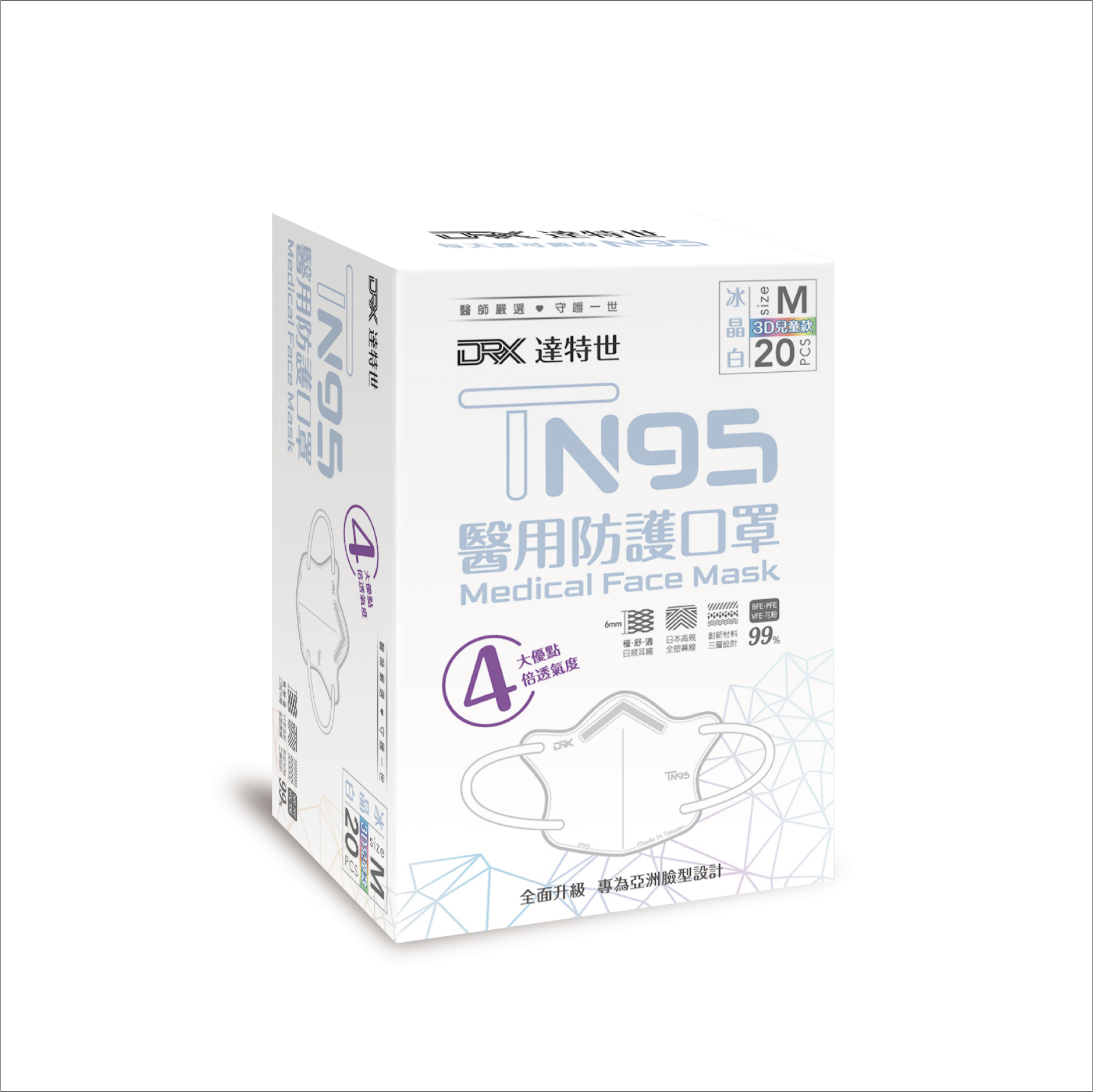 【DRX達特世】TN95醫用3D口罩-甜點四色,幼幼S/20入, , large