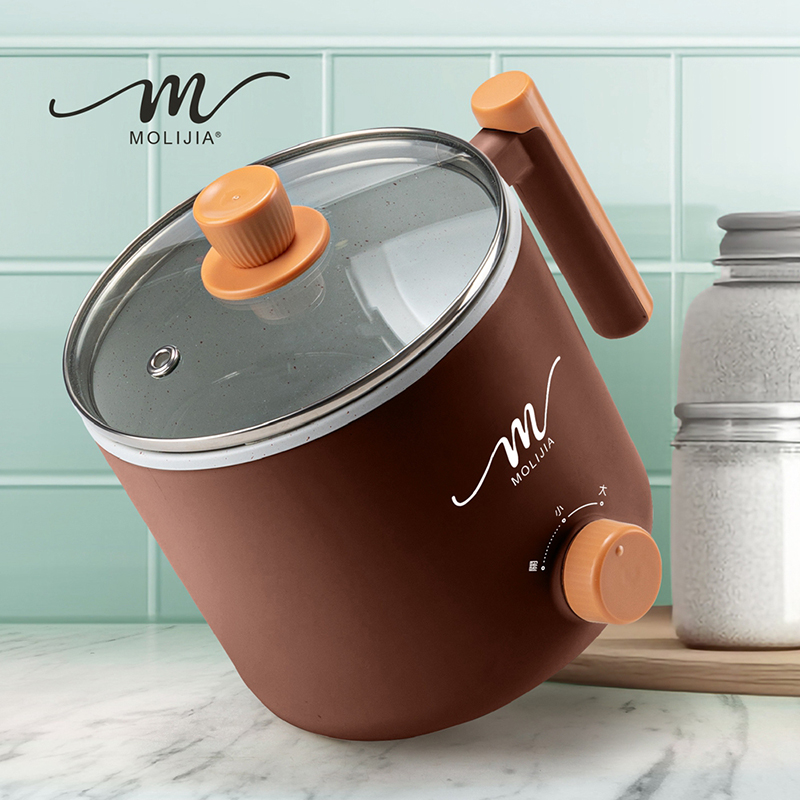 【MOLIJIA 魔力家】1.8L-M28 雙層防燙不沾快煮鍋-優雅棕, , large