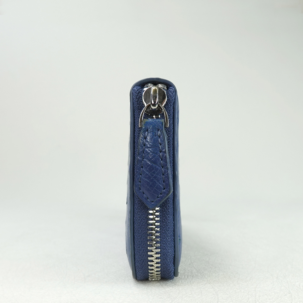 【M2nd】輕奢OL珍稀鴕鳥皮長夾（藍-T32A), , large