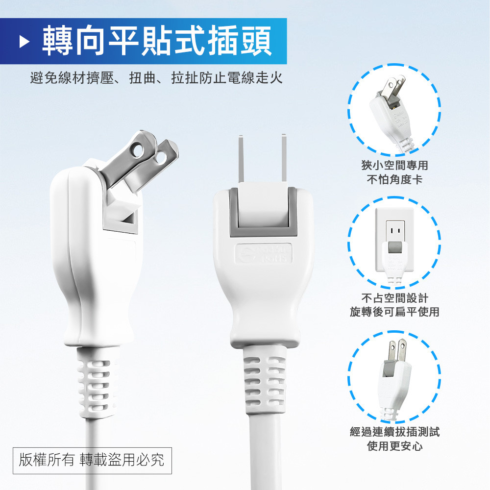 Practical Plate 1 Open 2 Insert 15 Feet 2P Extension Cord 4.5 Meters PNA212-15 Fireproof PC Material Independent Switch Design Energy Saving and Safe, , large