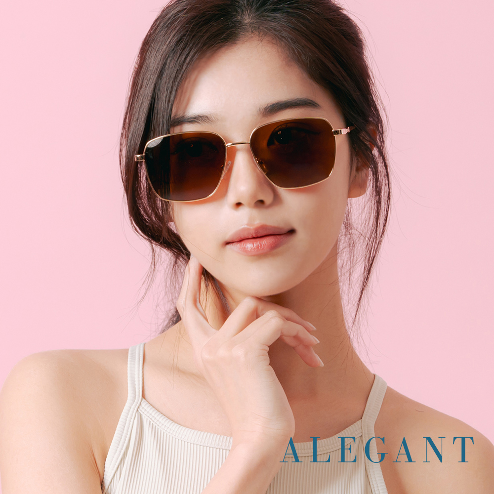 中性時尚陽采棕寶麗來偏光太陽眼鏡/UV400墨鏡〔ALEGANT〕, , large