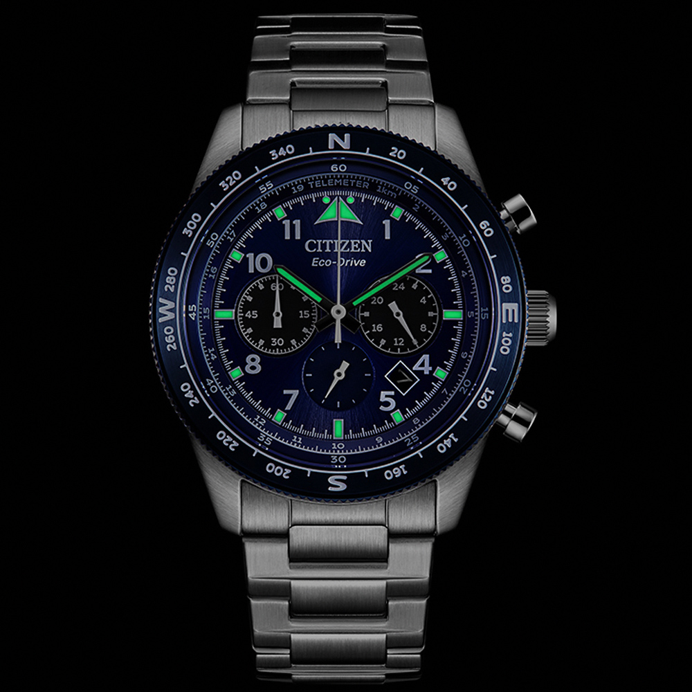 CITIZEN 星辰 光動能航空計時手錶-藍 CA4554-84L, , large