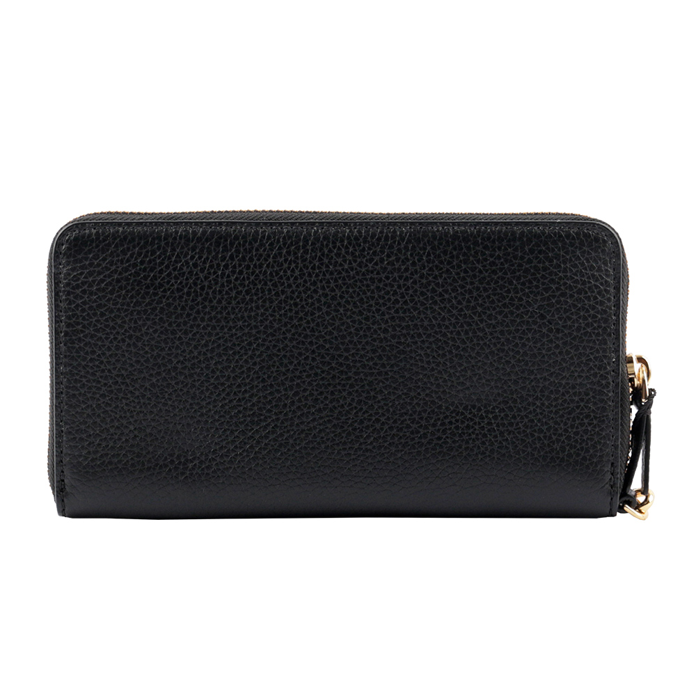 MARC JACOBS 粒面皮革附提把長夾/黑色, , large