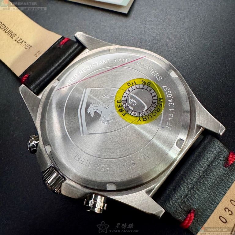 [星晴錶業]FERRARI手錶,46mm,FE00084黑色錶面銀錶殼深黑色真皮皮革錶帶款, , large