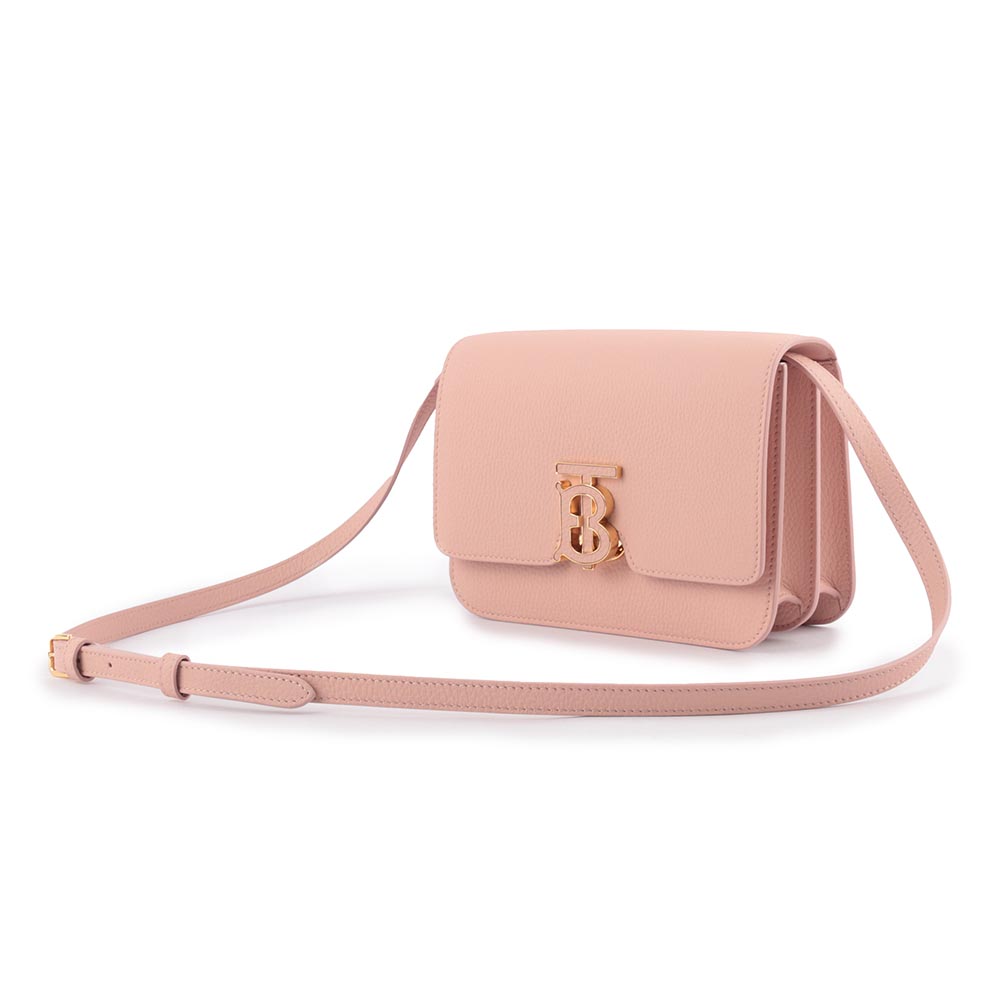 BURBERRY TB Logo 顆粒小牛皮斜背包/小款/玫瑰粉, , large