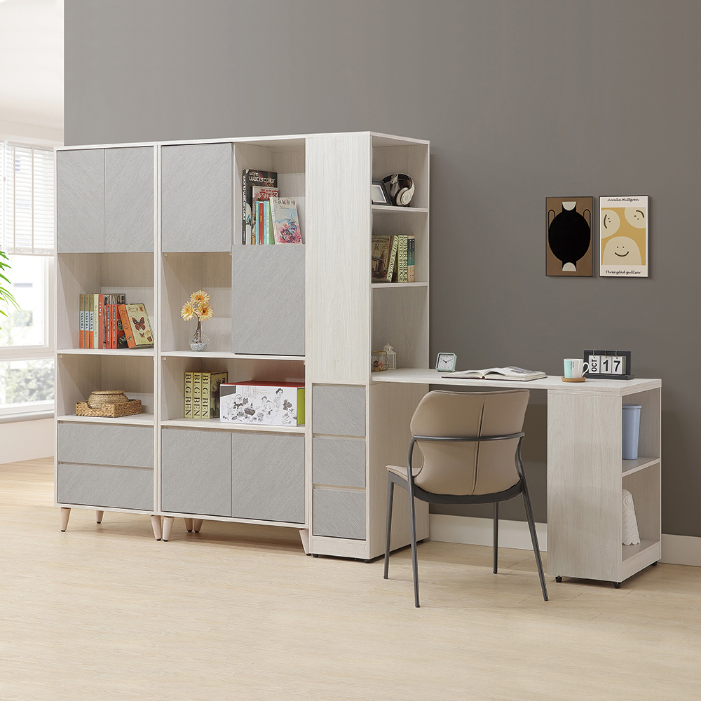 【唯熙傢俱】斯月橡木白1尺書櫃, , large