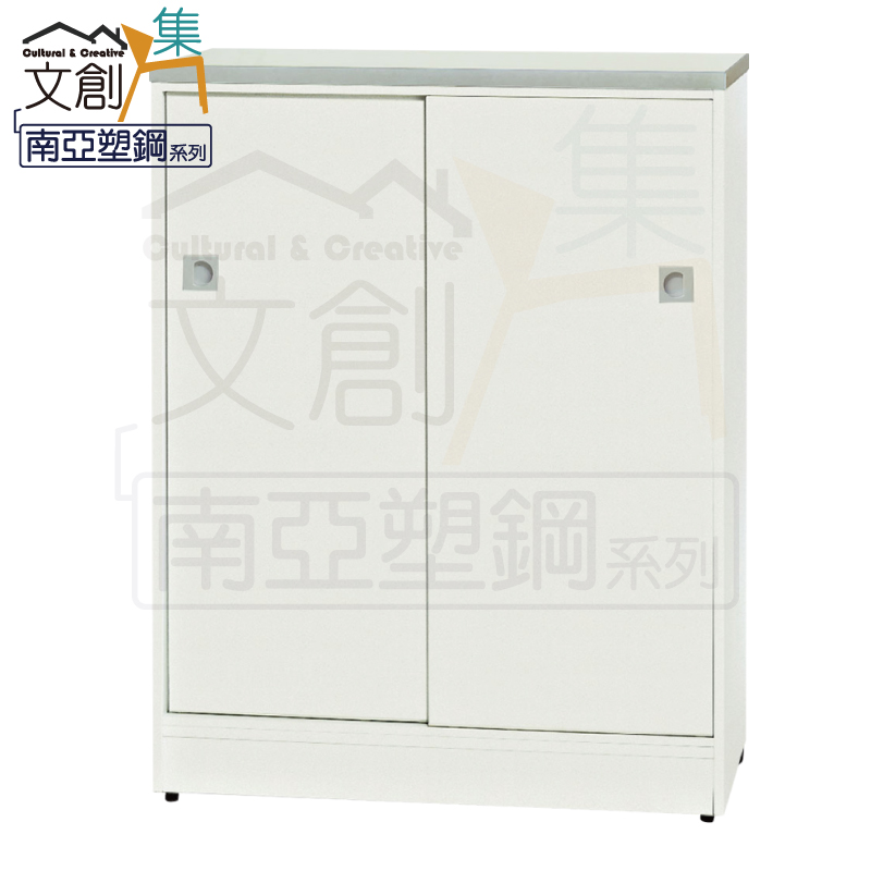 【文創集】摩卡 環保2.7尺南亞塑鋼推門鞋櫃(客約商品), , large