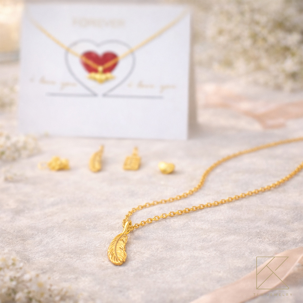 【TLH】母親節限定 黃金墜項鍊 愛情限時批 約重0.02錢&plusmn;0.01, , large