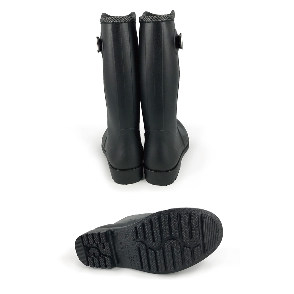 精選時尚馬靴雨鞋 MIT台灣製造 女鞋 女靴 高筒 長筒 防水鞋 雨天 梅雨季 時尚 金飾 修飾 好穿脫 寬楦 止滑 黑, , large