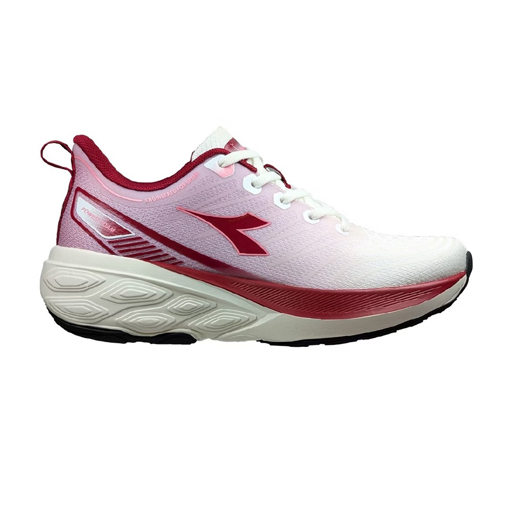 DIADORA迪亞多那 勁速輕量慢跑鞋 女運動鞋 女鞋 透氣 舒適 緩衝 厚底 吸震 回彈 足弓支撐 止滑 白綠 白紅, , large