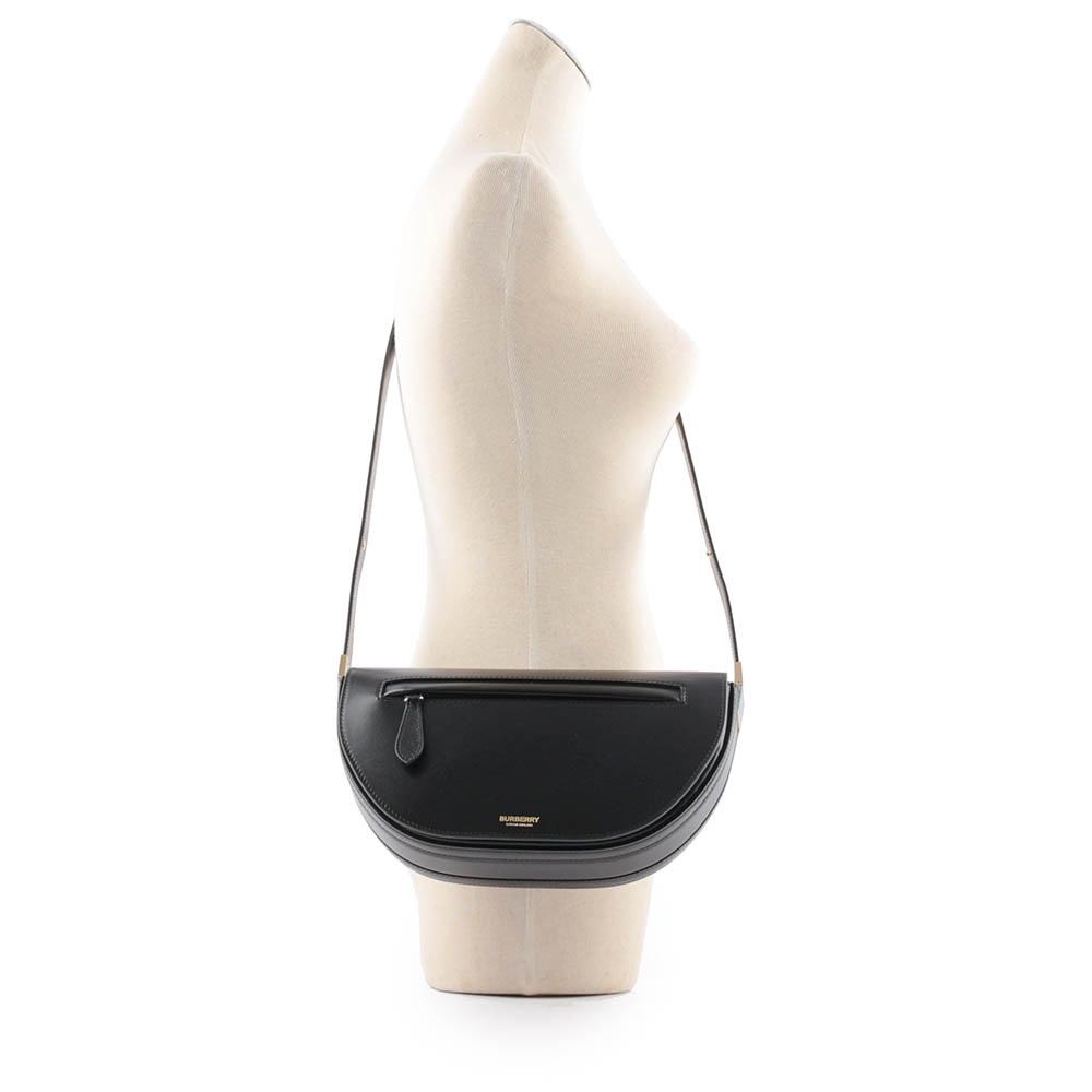BURBERRY Olympia 小牛皮小型肩背包/黑色, , large