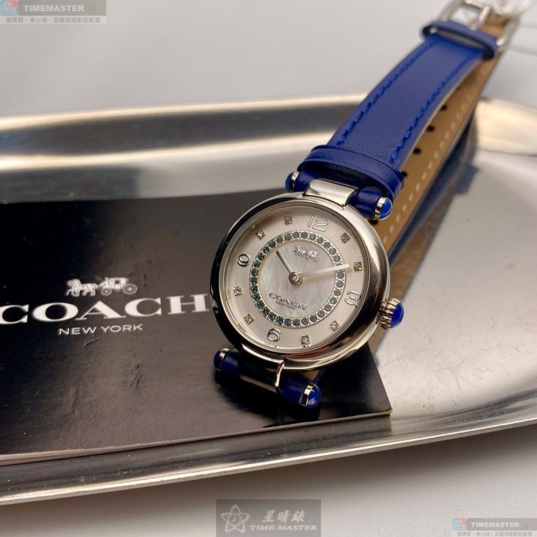 [星晴錶業]COACH手錶,26mm,CH00155貝母錶面銀錶殼寶藍真皮皮革錶帶款, , large