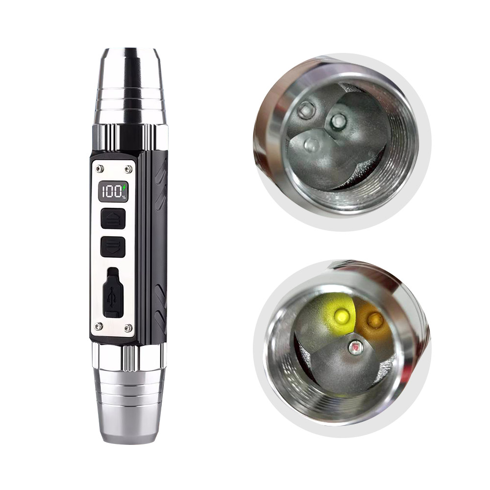 [HANLIN]-6in1 六光源鑑定手電筒燈 充電Typec 電量顯示 珠寶 翡翠 玉石 古玩 骨董 驗鈔 鈔票, , large