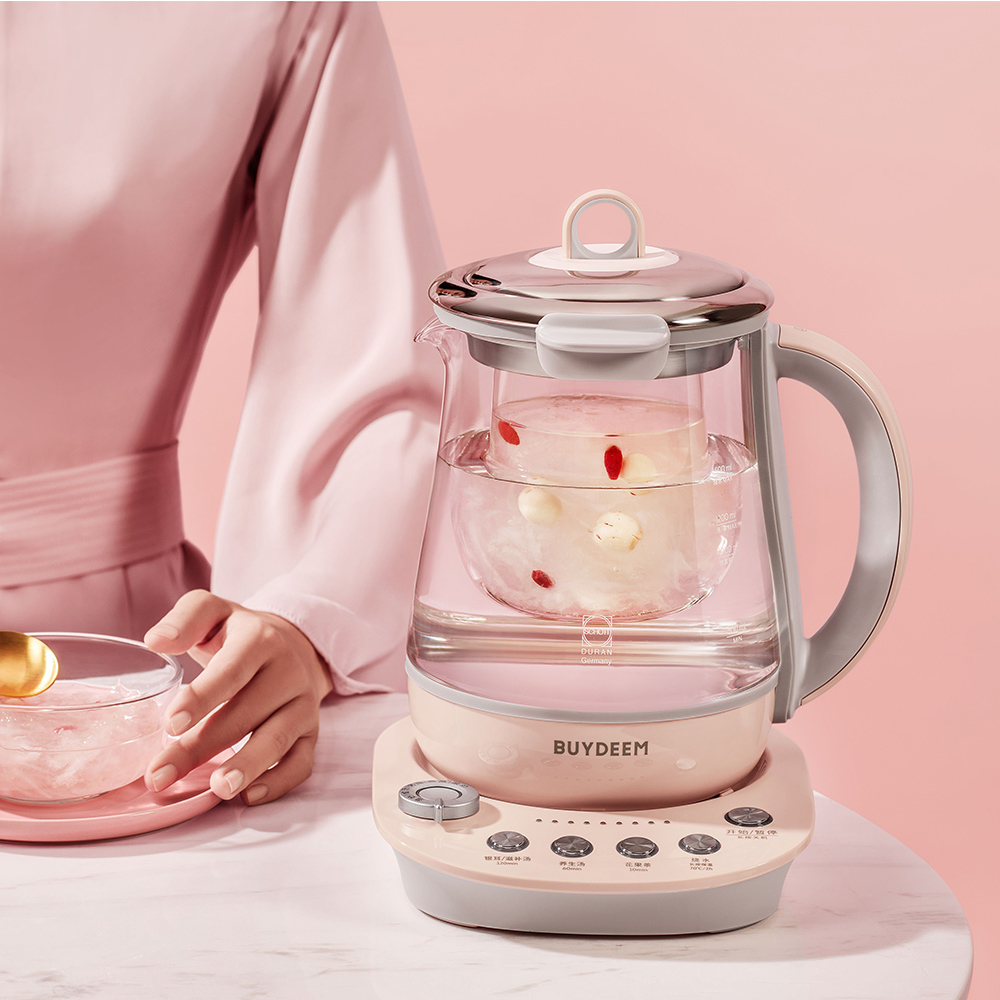 【BUYDEEM北鼎】頂級多功能美顏烹煮壺 燉煮壺 快煮壺 1500ml-粉漾壺 K2691 贈好禮(玻璃分裝杯300ml白x2+大橘寶300ml), , large