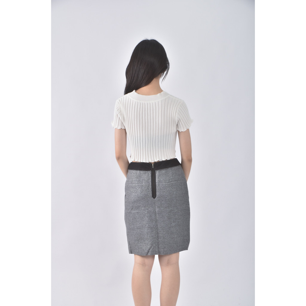 (S) mia mia毛料銀灰色短裙二手衣, , large
