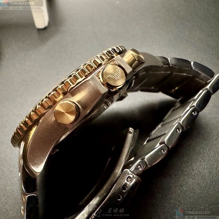 [星晴錶業]ARMANI手錶,44mm,AR00080墨綠色錶面金色錶殼金銀相間精鋼錶帶款, , large