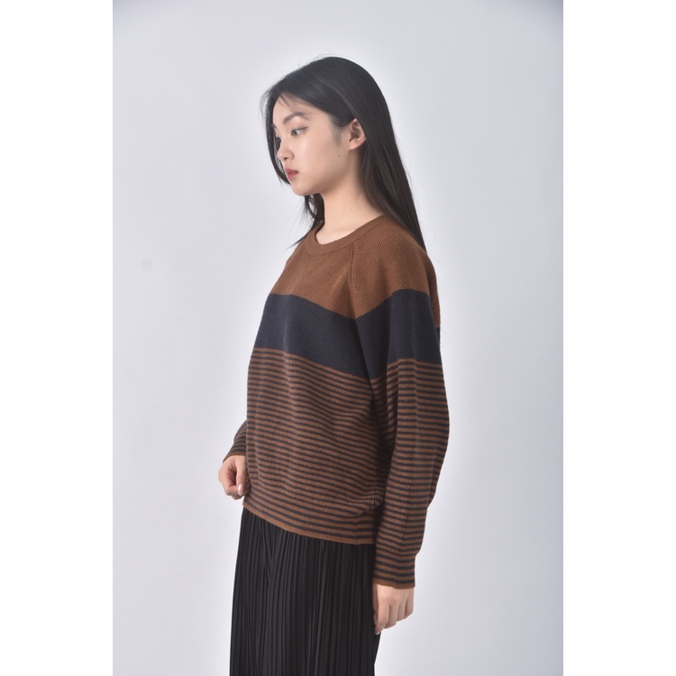 (2XL) xy studio針織條紋棕色長袖上衣二手衣, , large