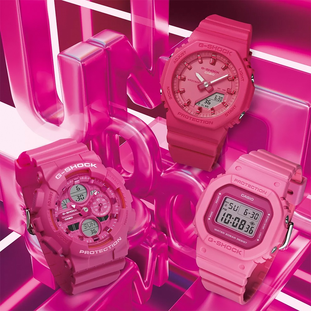 CASIO 卡西歐 G-SHOCK 單色時尚 八角雙顯手錶-粉紅 GMA-P2100PP-4A, , large