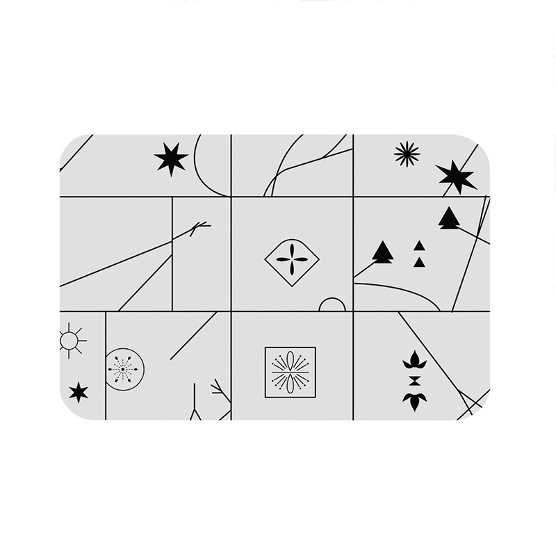 【Monster】 Soft Diatomaceous Earth Absorbent Mat – Black & White Lines (60x40cm), , large