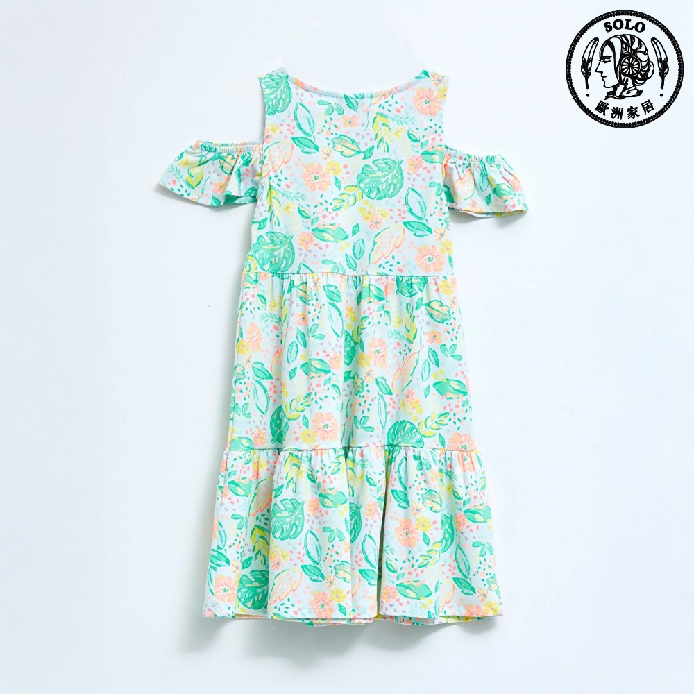 【SOLO Vintage】LCW Tropical Fruit Girls Sleeveless Dress Pure Cotton Green Made in Turkey 4-5y, , large